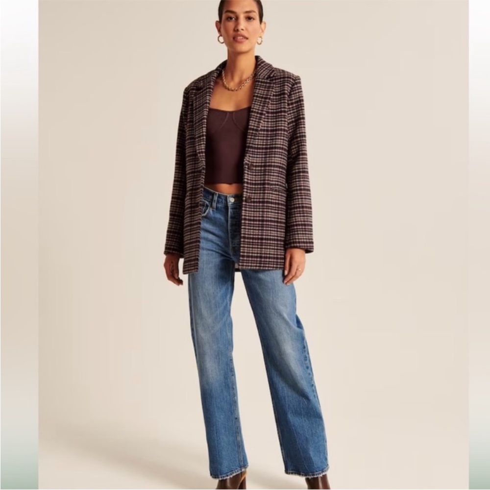 Abercrombie & Fitch Wool-Blend Plaid Overcoat